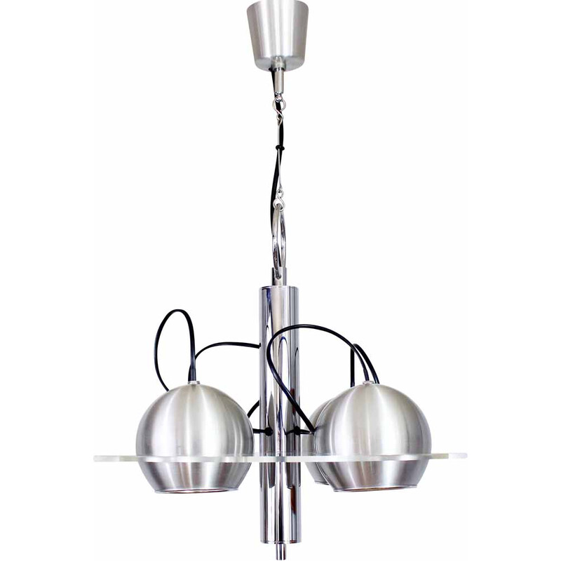 Vintage dutch Raak chandelier in plexiglas, aluminium and metal, 1970s