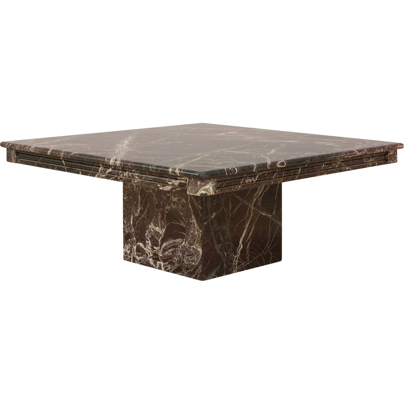 Italian mid century square black marble coffee table, 1980s