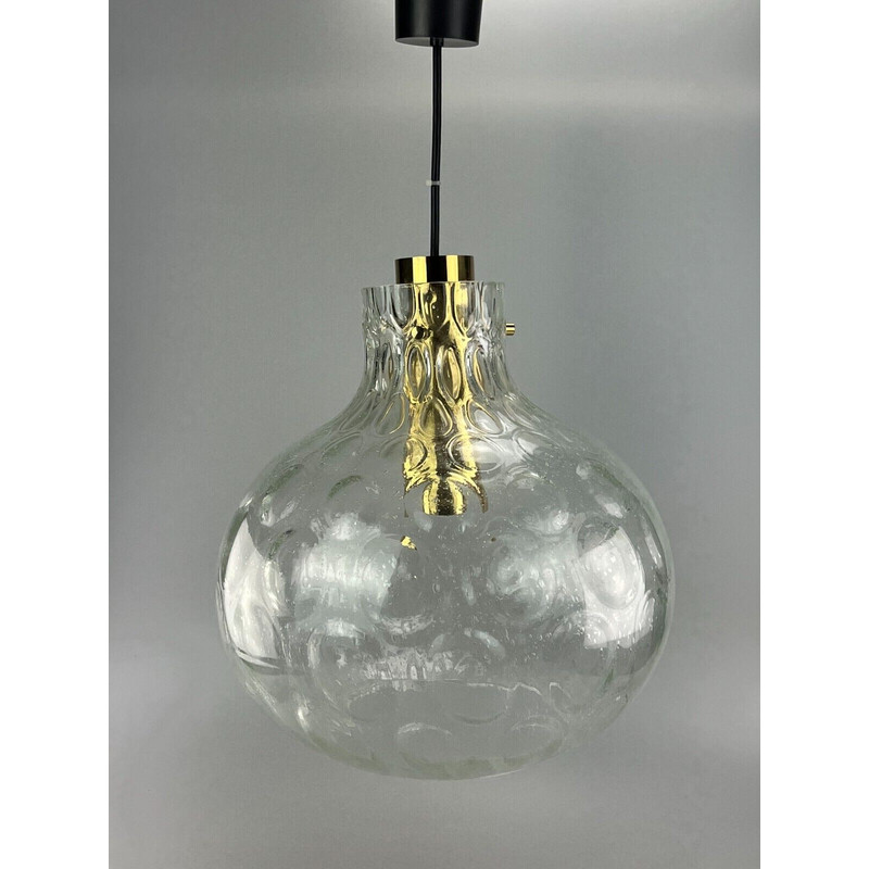 Vintage glass ceiling lamp for Glashütte Limburg, Germany 1960s-1970s