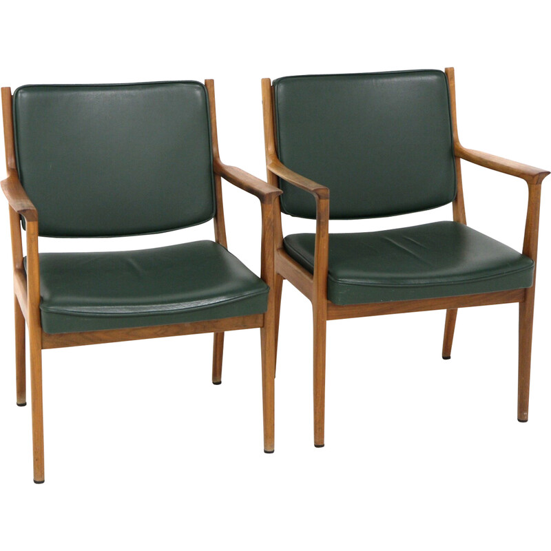 Pair of vintage leather armchairs by Karl Erik Ekselius, Sweden 1960