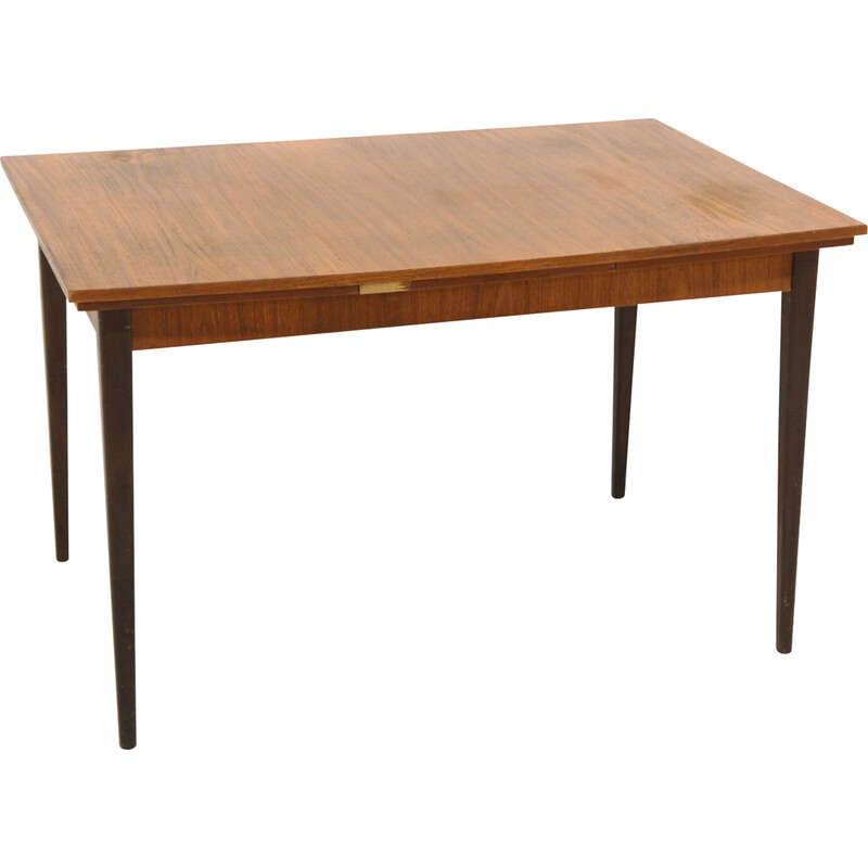 Vintage extendable "portfolio" table in teak and beech, Sweden 1950s