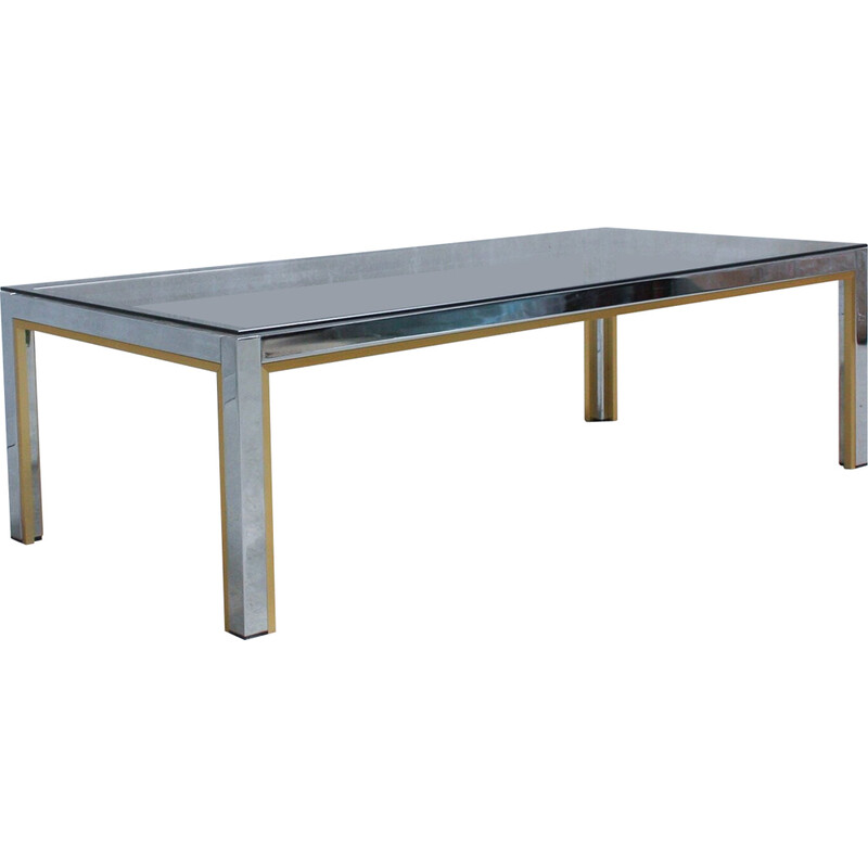 Italian vintage chrome and glass coffee table by Renato Zevi, 1970s