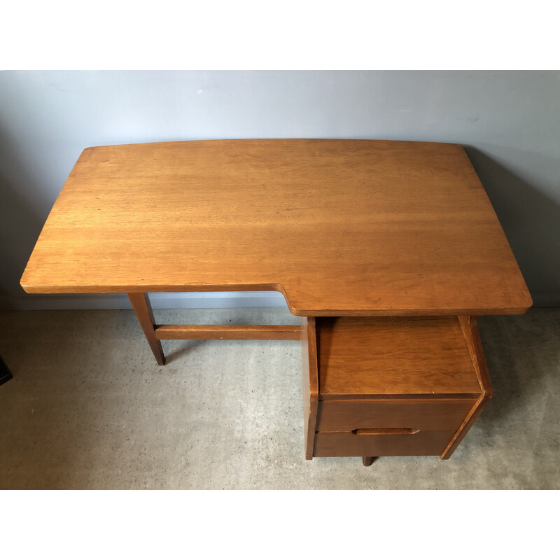 Vintage desk with stool by Jacques Hauville, 1960s