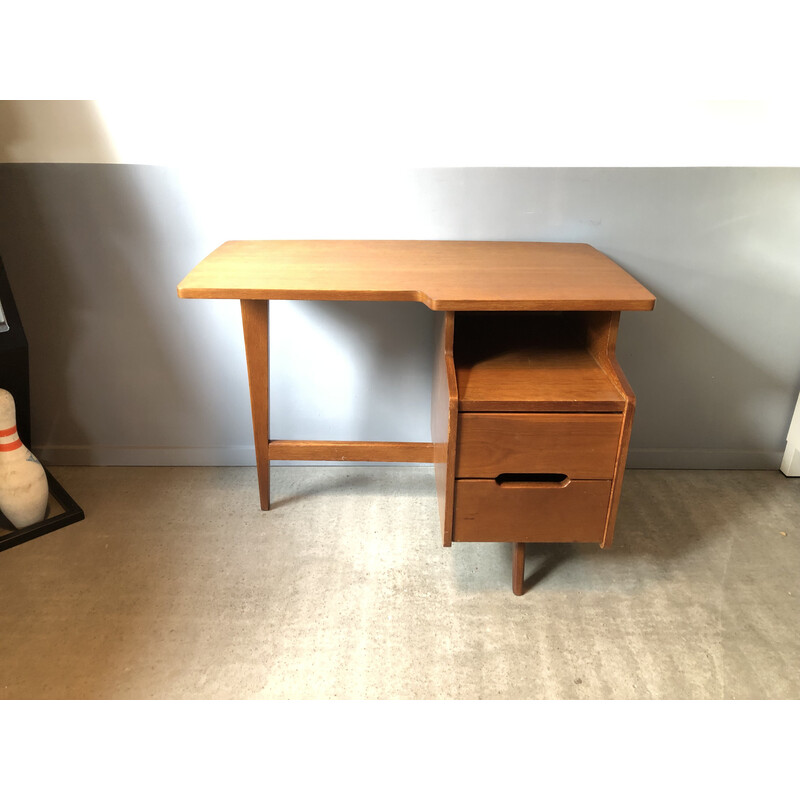 Vintage desk with stool by Jacques Hauville, 1960s