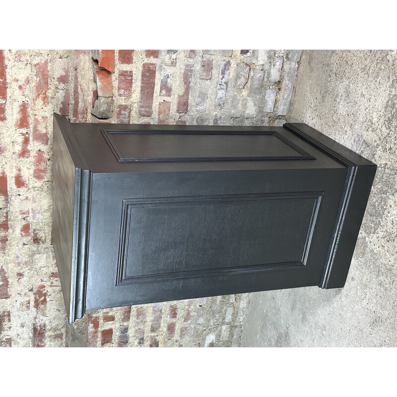 Vintage column in satin black wood, 1980s