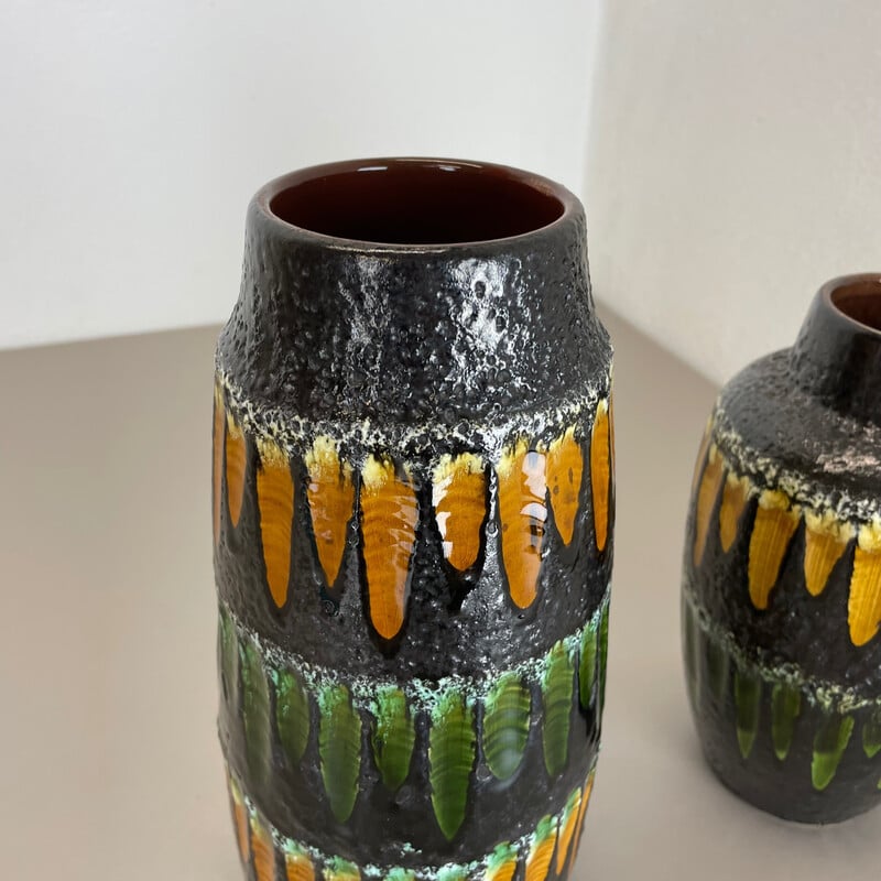Par de vasos de cerâmica vintage para Scheurich, Alemanha 1970