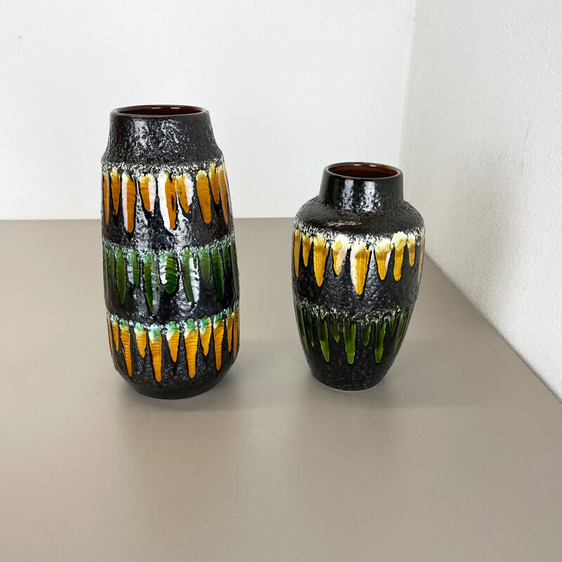 Par de vasos de cerâmica vintage para Scheurich, Alemanha 1970