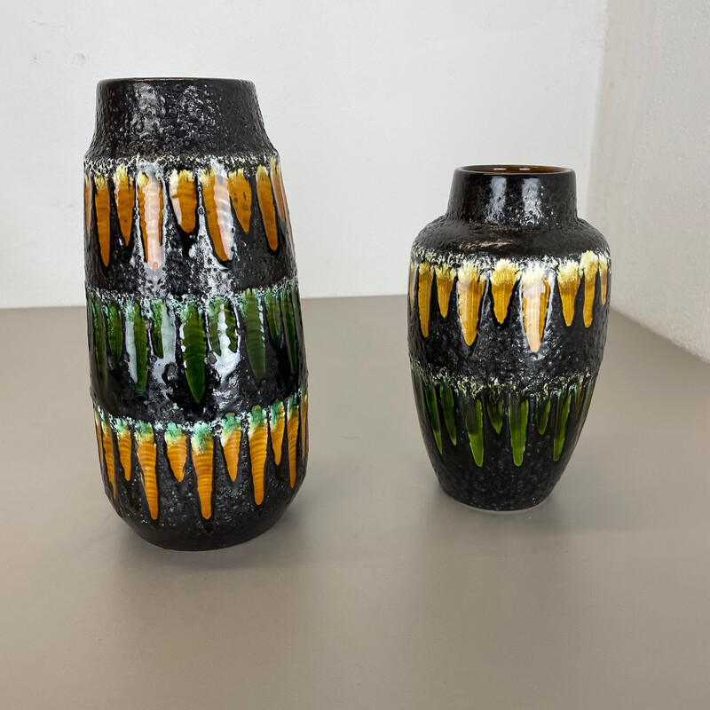 Pair of vintage ceramic vases for Scheurich, Germany 1970s