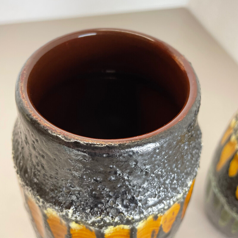 Pareja de jarrones de cerámica vintage para Scheurich, Alemania años 70