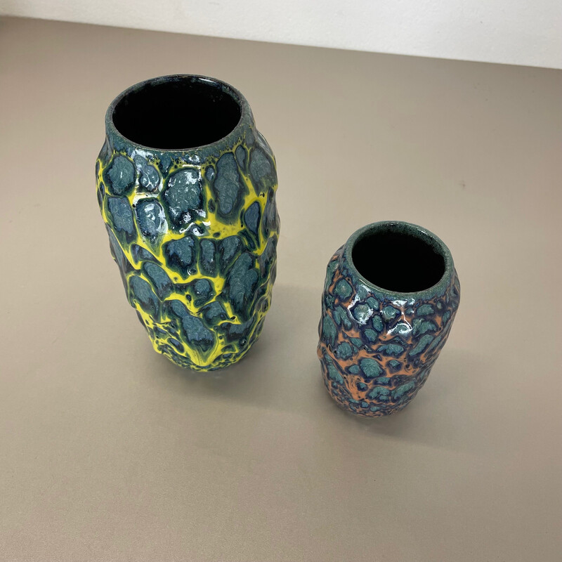 Paar Vintage Keramikvasen für Scheurich, Deutschland 1970er Jahre