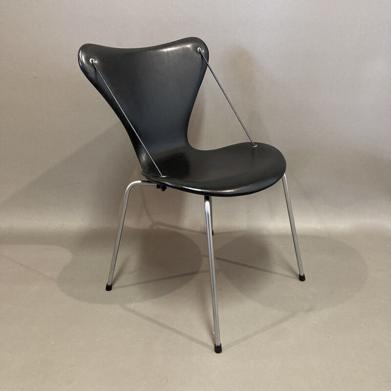 Satz von 4 Vintage-Stühlen aus Leder und Metall von Arne Jacobsen für Fritz Hansen, 1960