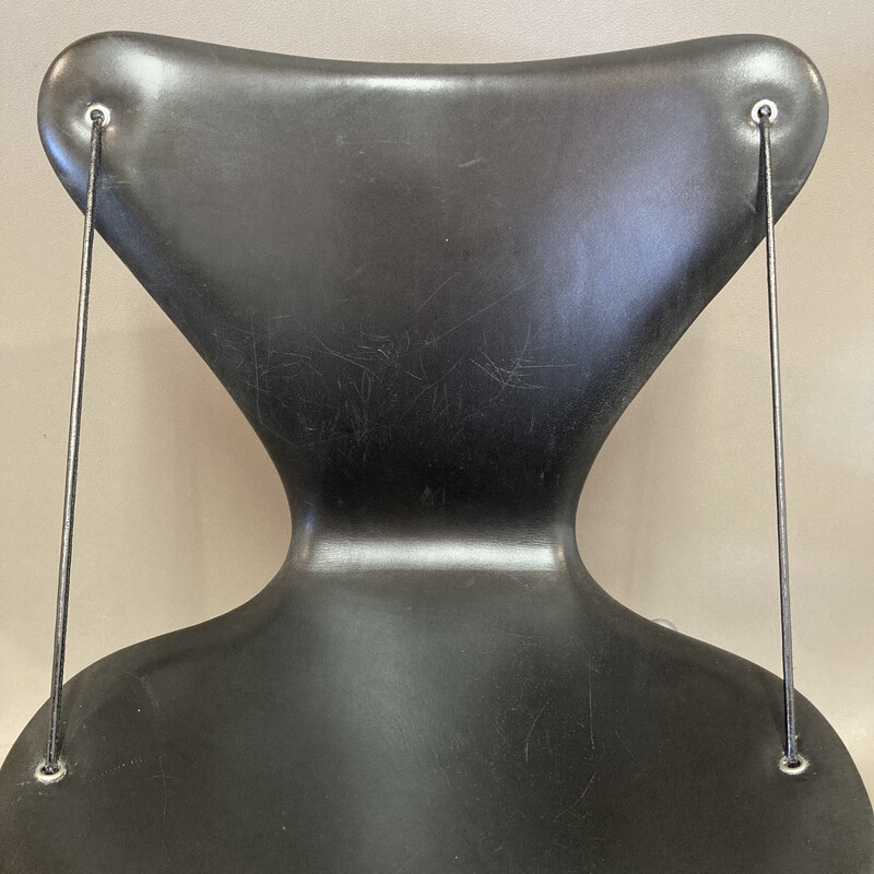 Ensemble de 4 chaises vintage en cuir et métal par Arne Jacobsen pour Fritz Hansen, 1960