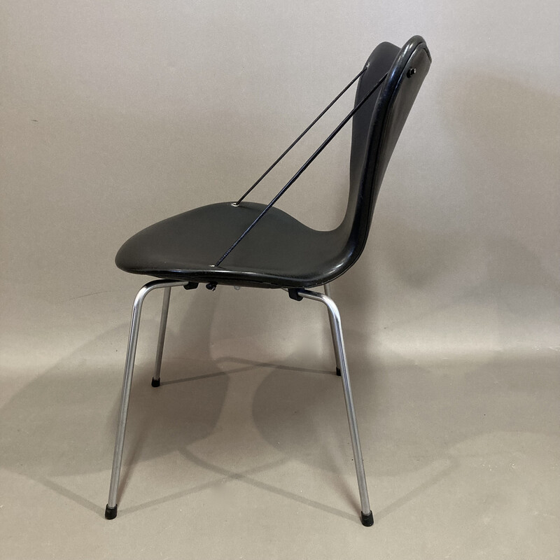 Satz von 4 Vintage-Stühlen aus Leder und Metall von Arne Jacobsen für Fritz Hansen, 1960