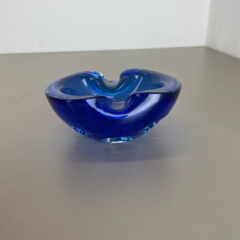 Vintage blue Murano glass ashtray, Italy 1970s