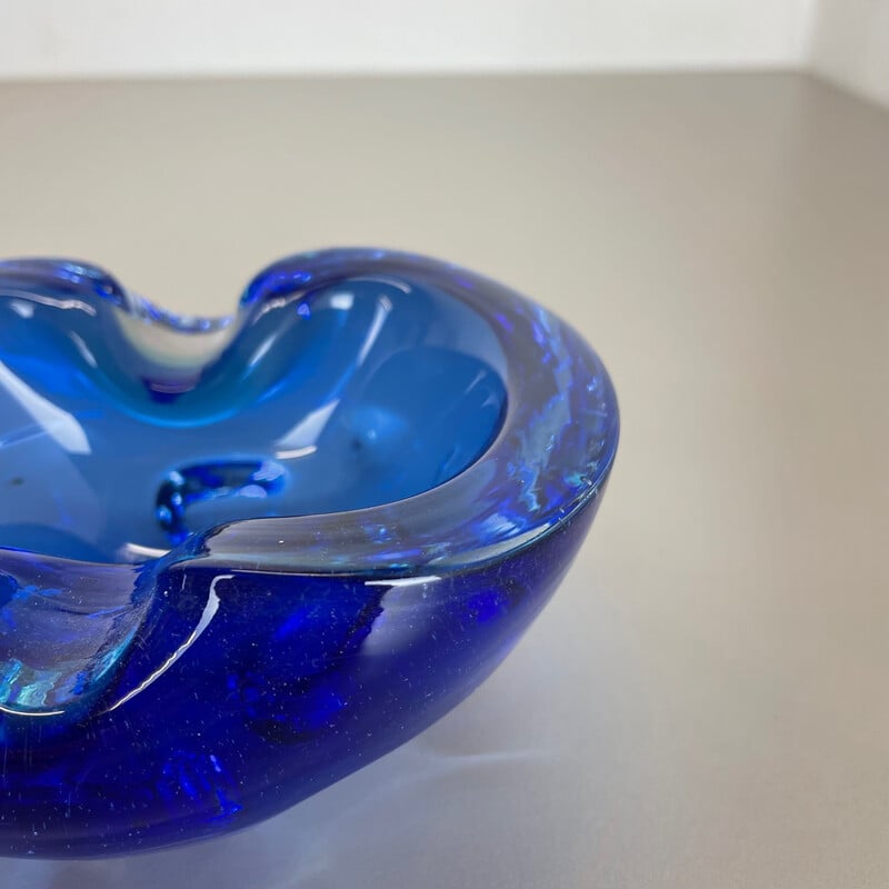 Vintage blue Murano glass ashtray, Italy 1970s