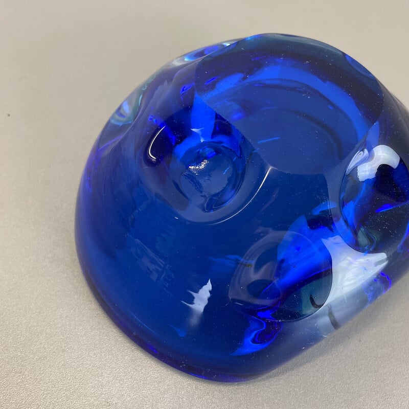 Vintage blue Murano glass ashtray, Italy 1970s