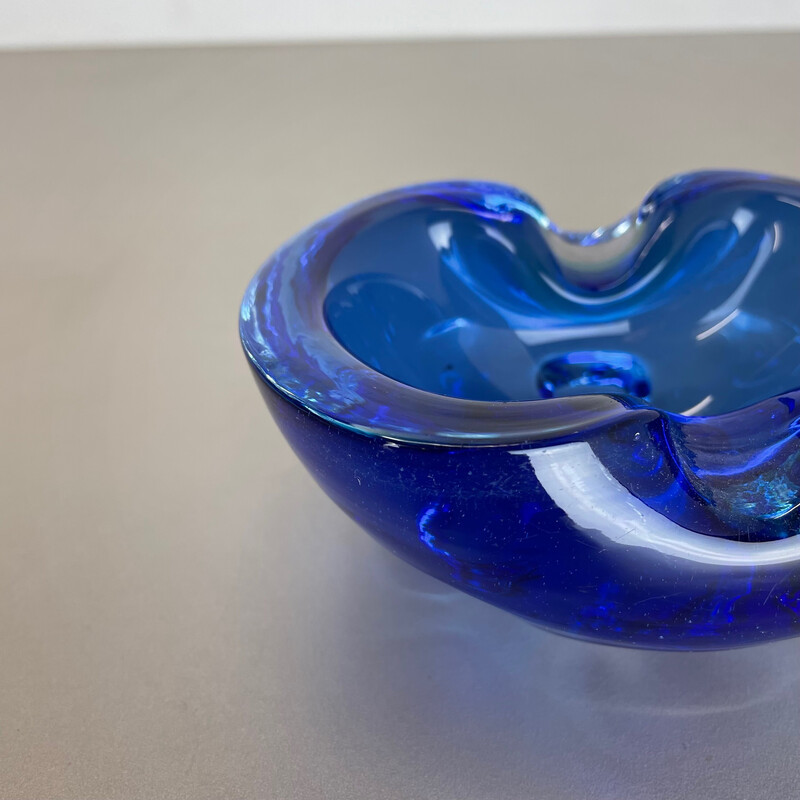 Vintage blue Murano glass ashtray, Italy 1970s