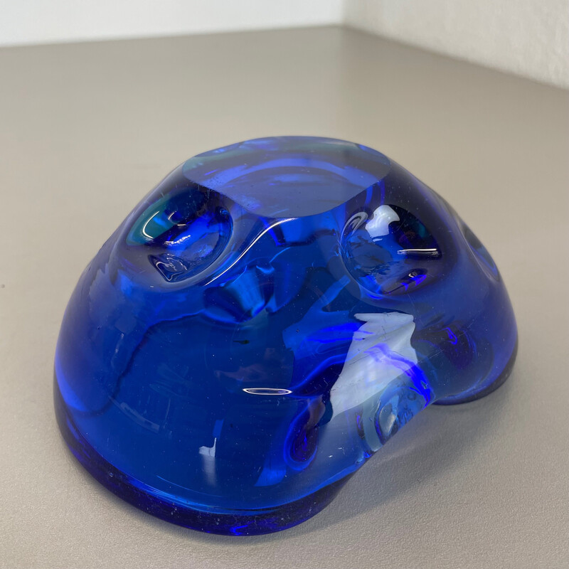 Vintage blue Murano glass ashtray, Italy 1970s