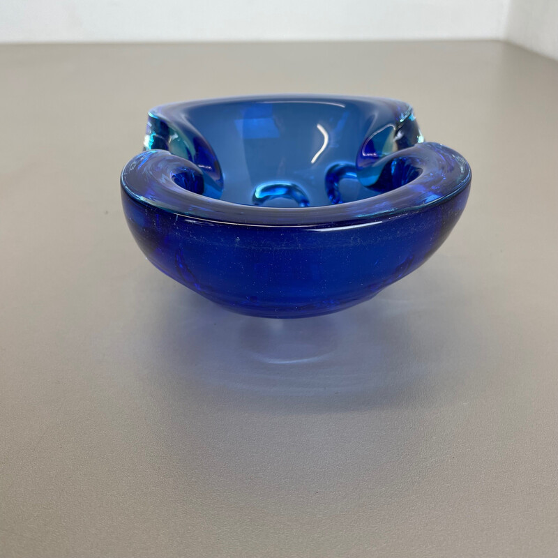Vintage blue Murano glass ashtray, Italy 1970s