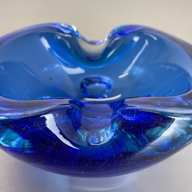 Vintage blue Murano glass ashtray, Italy 1970s