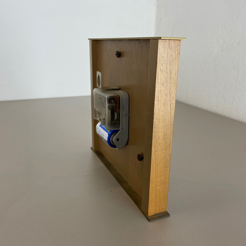 Vintage wood and brass table clock for Zentra, Germany 1970s