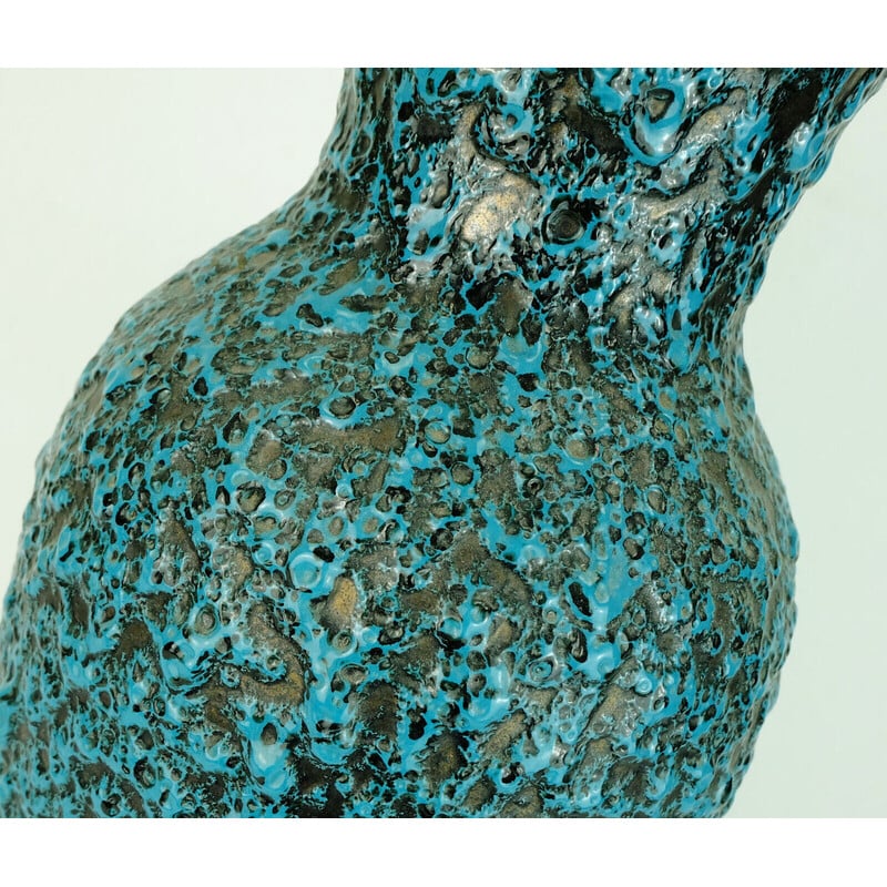 Vintage turquoise and black fat lava ceramic vase for Scheurich Keramik, 1960-1970