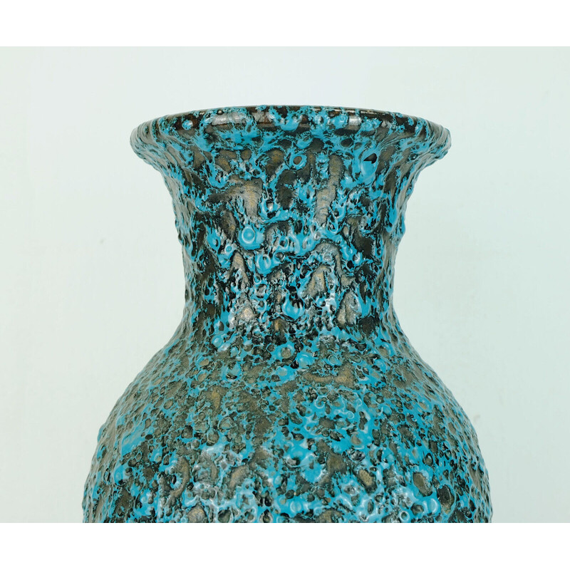 Vase vintage en céramique de lave grasse turquoise et noir pour Scheurich Keramik, 1960-1970
