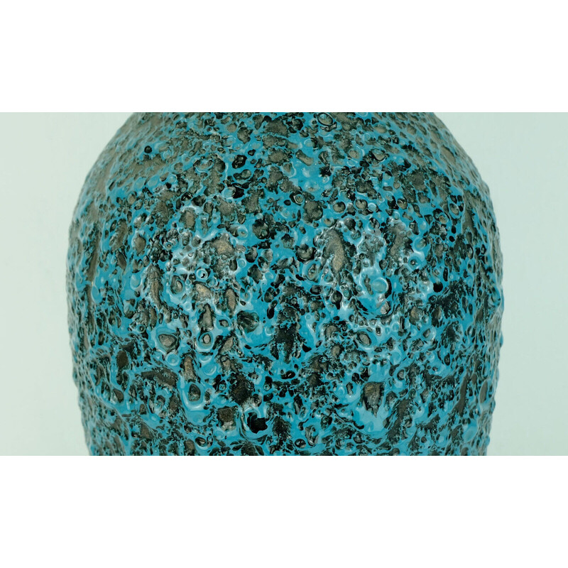 Vintage turquoise and black fat lava ceramic vase for Scheurich Keramik, 1960-1970