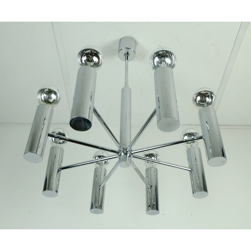 Vintage chandelier in chromed metal for Hustadt-Leuchten, 1970s