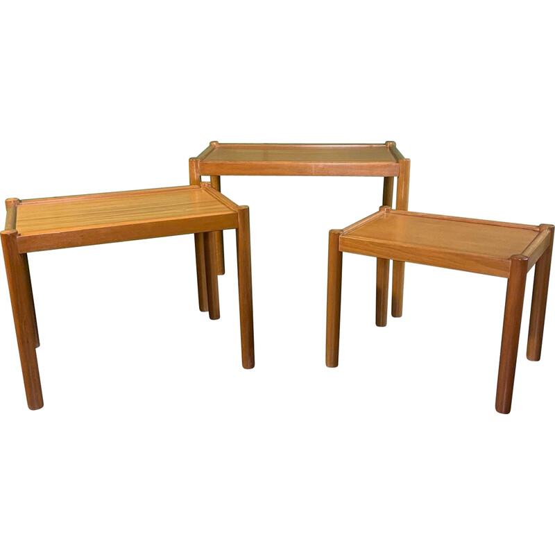 Danish vintage nesting tables in teak by Domino Møbler, 1970s