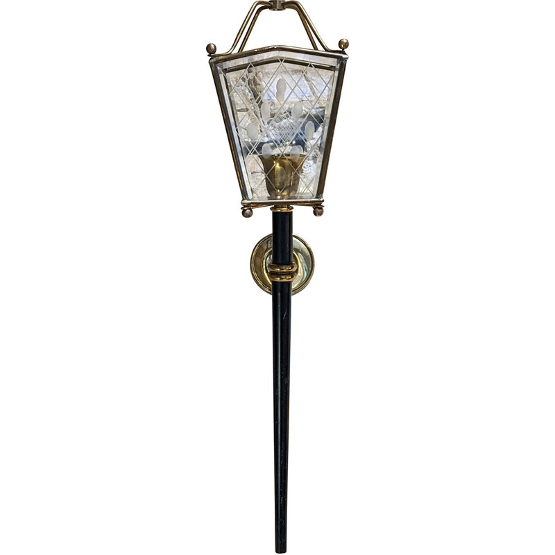 Vintage wandlamp van messing en metaal