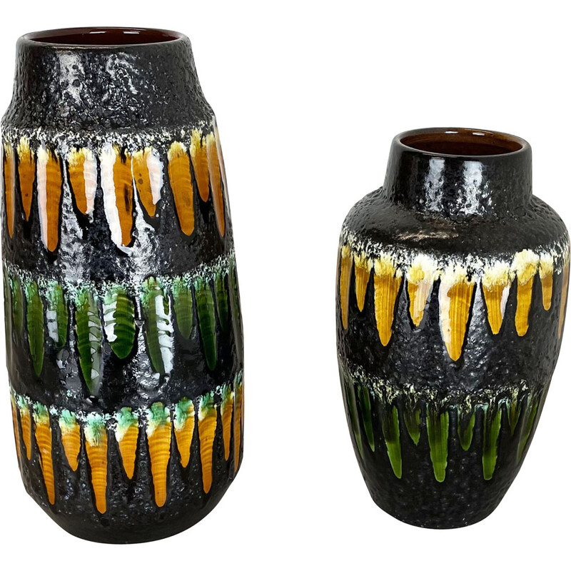 Pair of vintage ceramic vases for Scheurich, Germany 1970s