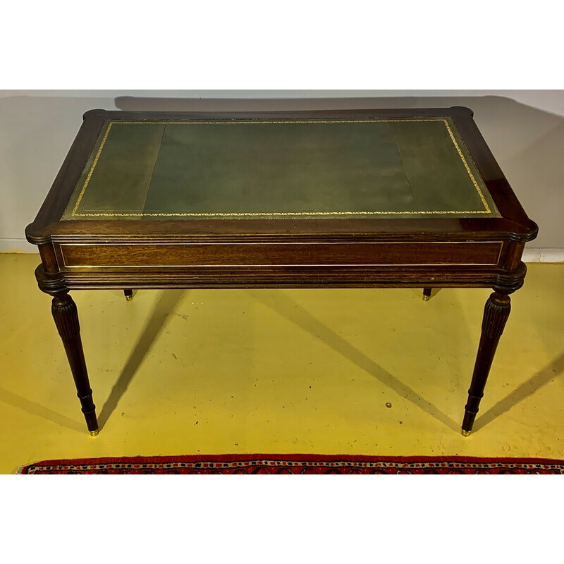 Vintage Art Deco Schreibtisch aus Holzfurnier, vergoldeter Bronze und Messing
