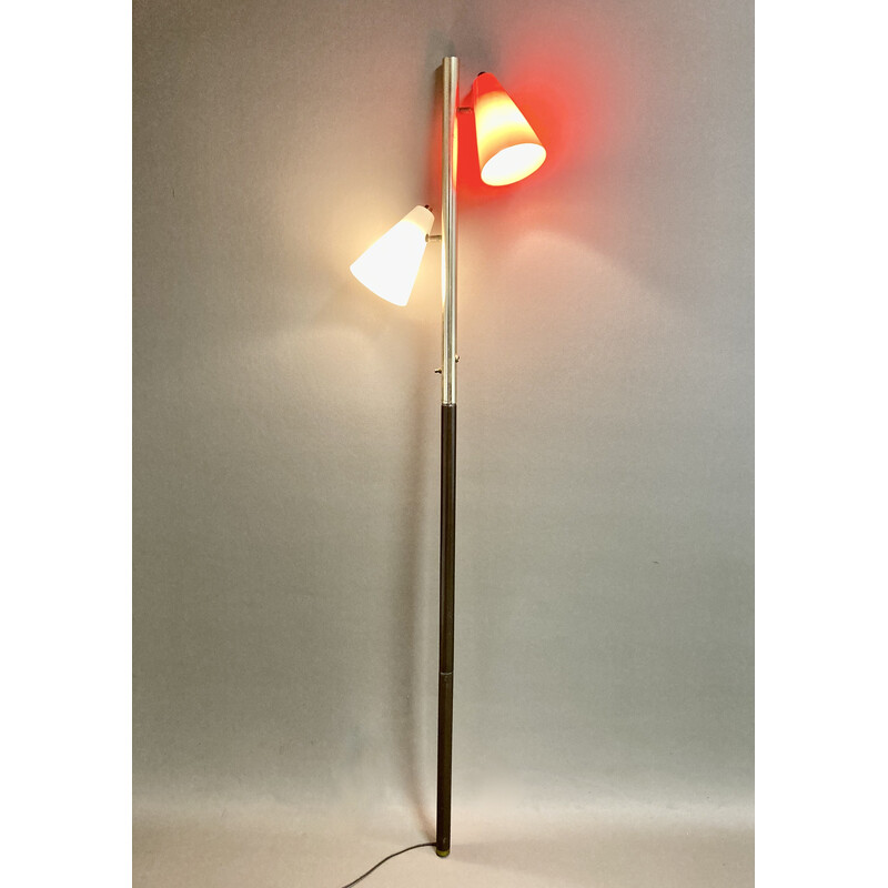 Lámpara de pie de metal vintage, EE.UU. 1950