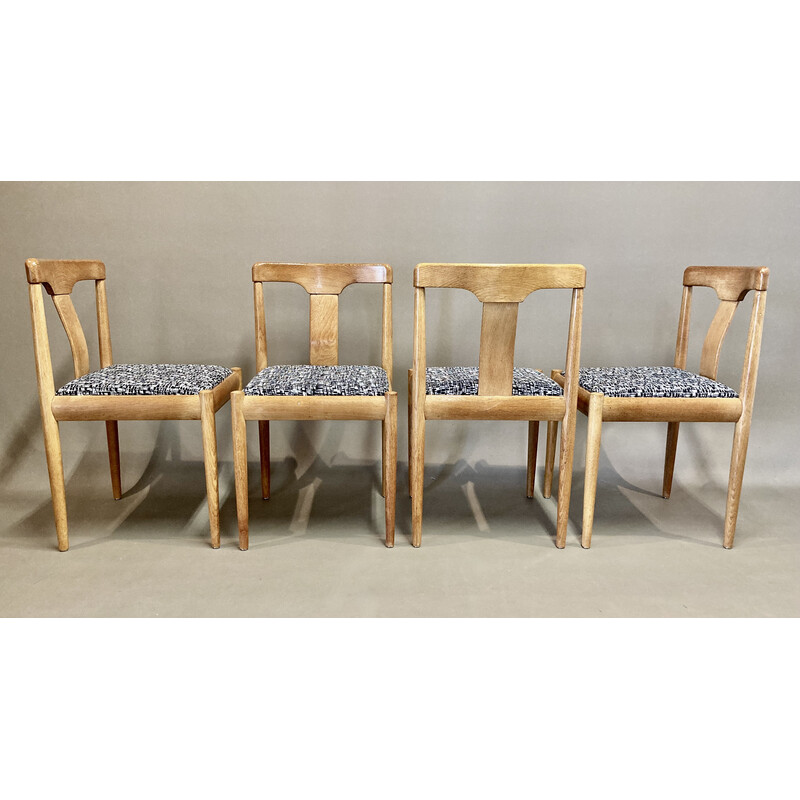 Ensemble de 4 chaises vintage scandinave en chêne, 1950