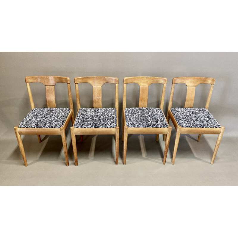 Ensemble de 4 chaises vintage scandinave en chêne, 1950