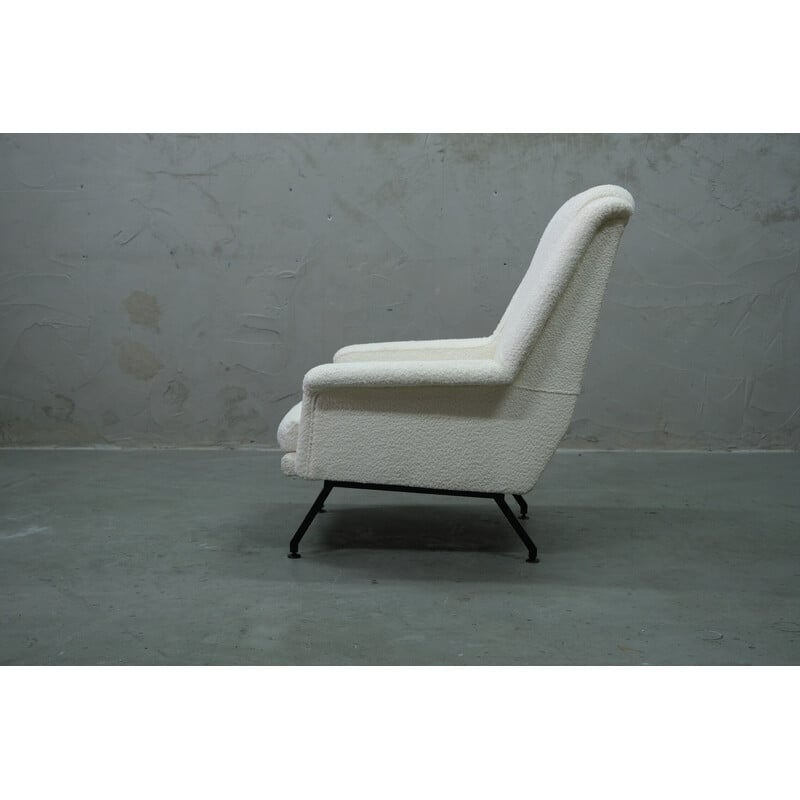 Modernistischer Vintage-Sessel aus Metall und Bouclé, Italien 1950