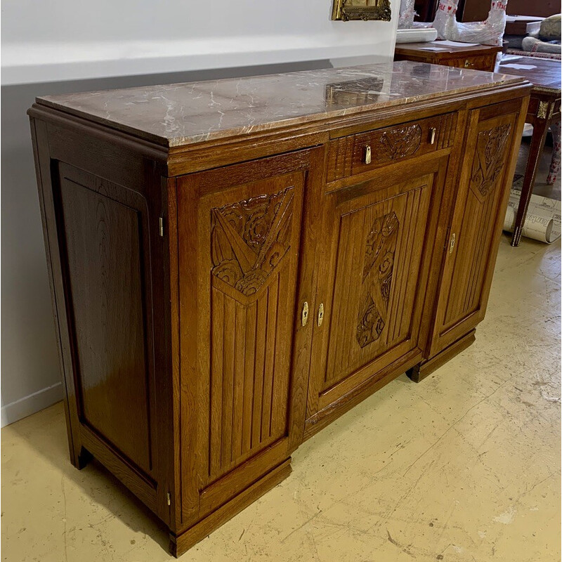 Credenza vintage in rovere massiccio Art Déco, 1930