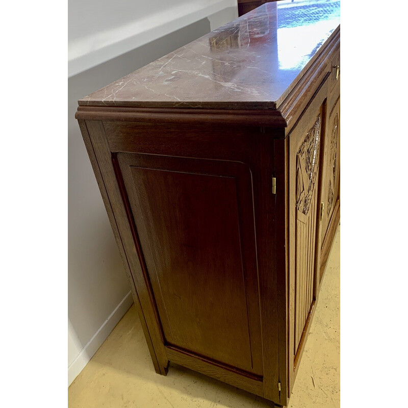 Vintage Art Deco solid oakwood highboard, 1930