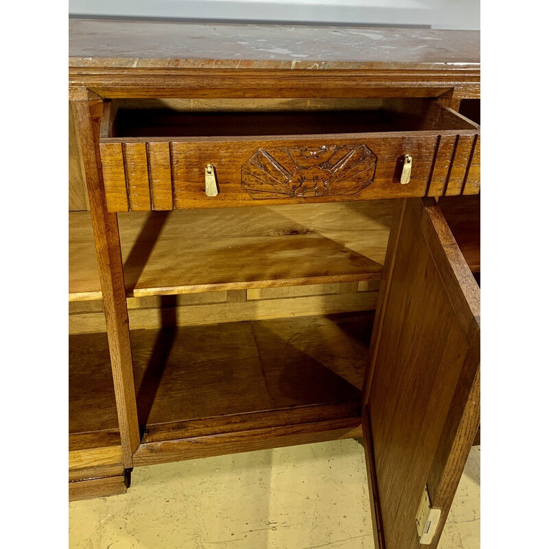 Vintage Art Deco solid oakwood highboard, 1930