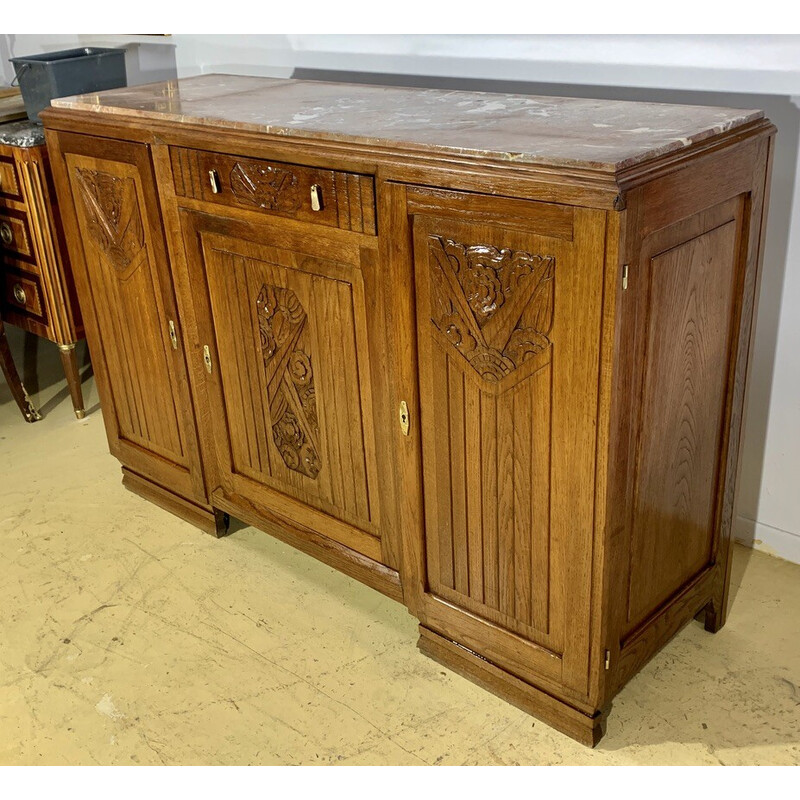 Vintage Art Deco solid oakwood highboard, 1930