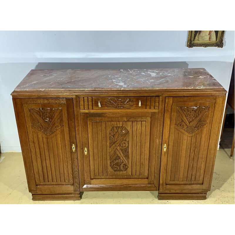 Vintage Art Deco Sideboard aus massiver Eiche, 1930