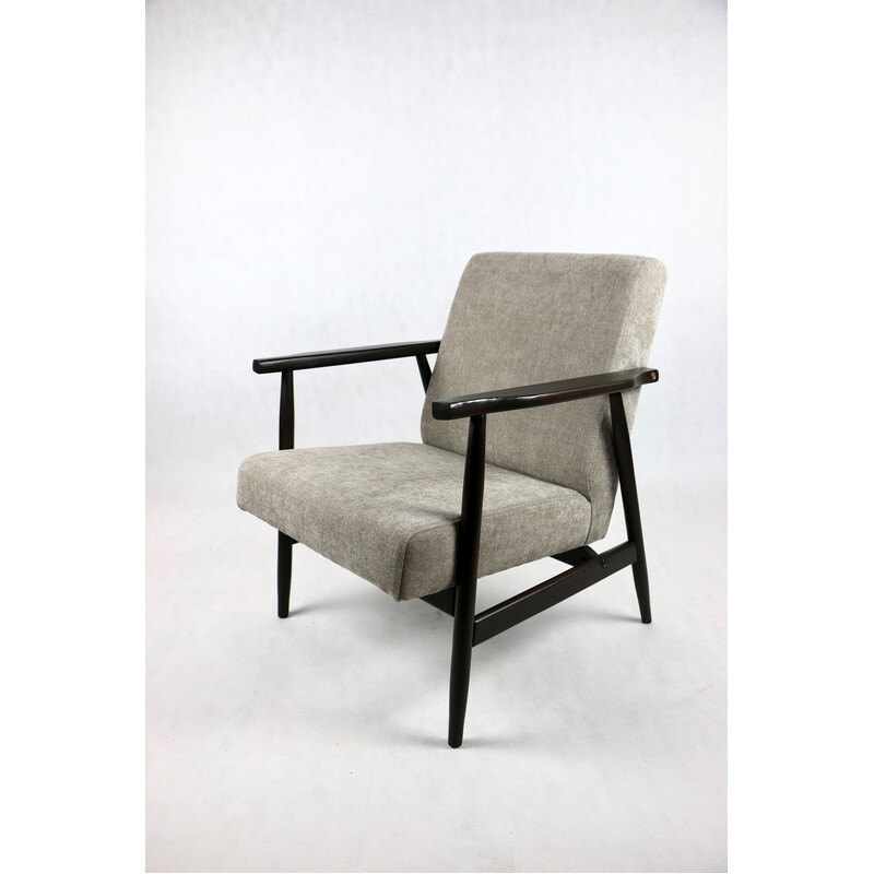 Vintage wooden armchair with fabric upholstery, 1970