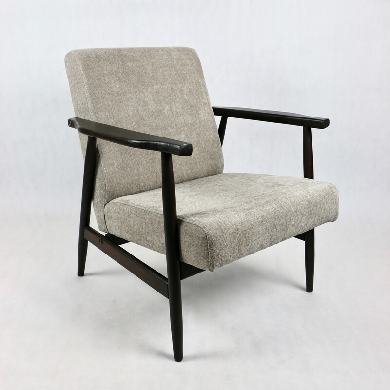 Vintage wooden armchair with fabric upholstery, 1970
