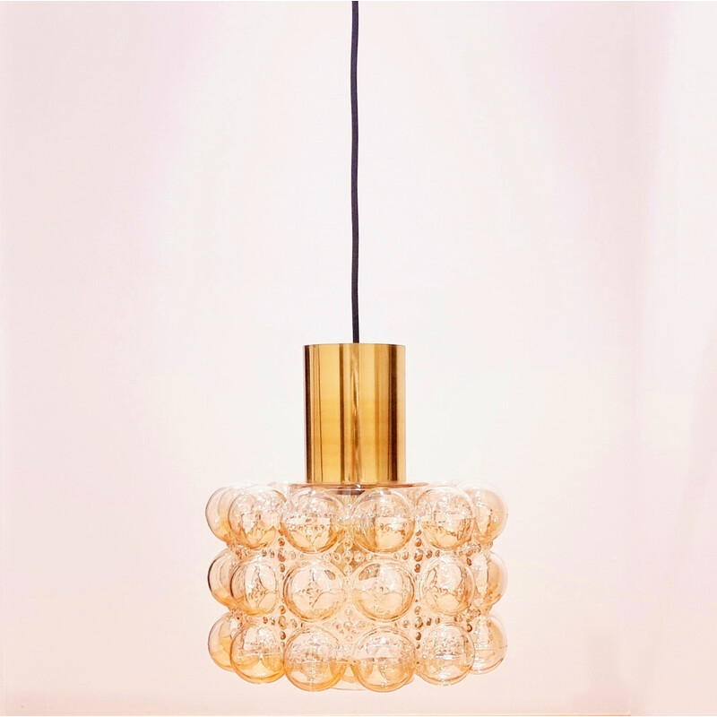 Mid-century amber glass pendant lamp by Helena Tynell for Limburg, Germany 1960s