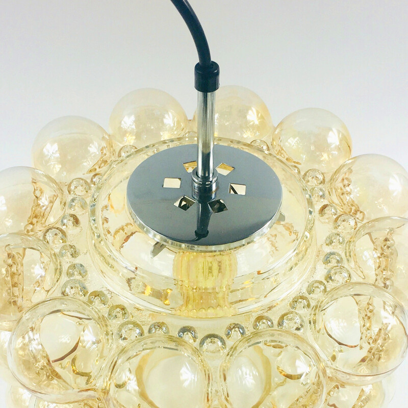Lámpara colgante de cristal ámbar de mediados de siglo de Helena Tynell para Limburg, Alemania años 60