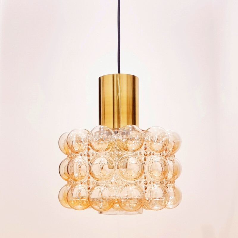 Mid-century amber glass pendant lamp by Helena Tynell for Limburg, Germany 1960s