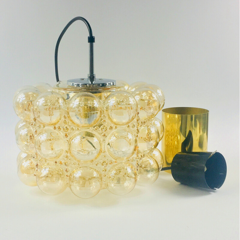 Mid-century amber glass pendant lamp by Helena Tynell for Limburg, Germany 1960s