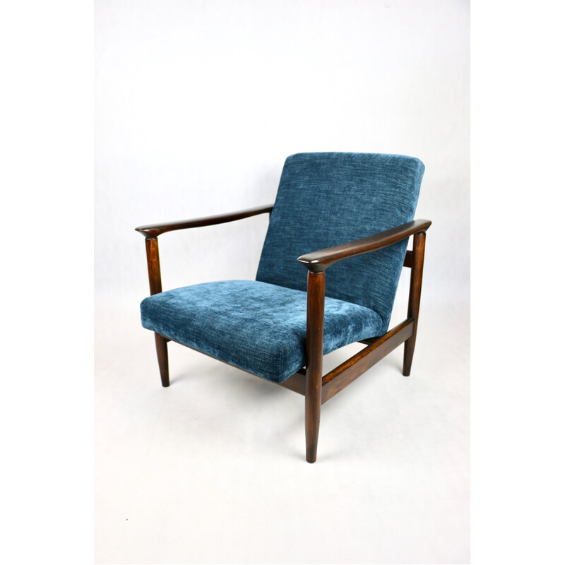 Vintage blauwe Gfm-142 fauteuil van Edmund Homa, 1970