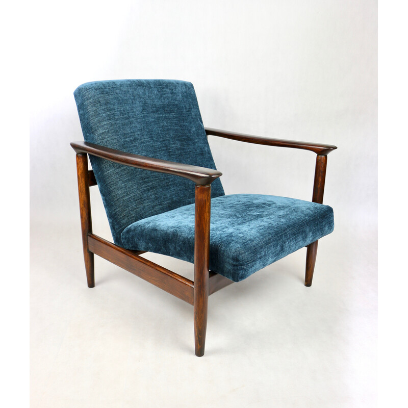 Vintage blauwe Gfm-142 fauteuil van Edmund Homa, 1970